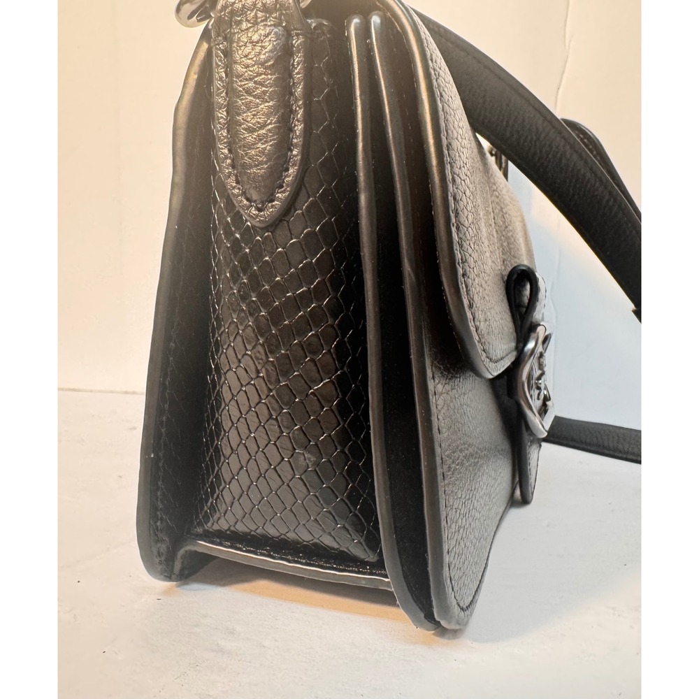 Coach Morgan black pebble leather & snake skin sides UEC CE562 - Picture 5 of 14